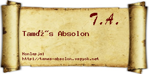 Tamás Absolon névjegykártya